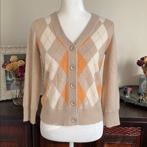 GENERRA Argyle Cashmere Cardigan Sweater size Large